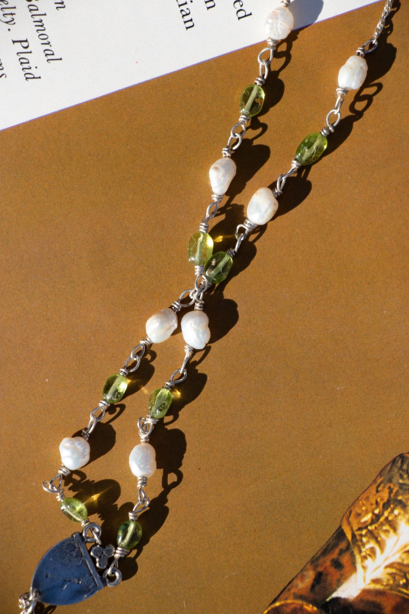Necklace - Vintage Peridot & Pearl Sterling Necklace - Lettuce Goods