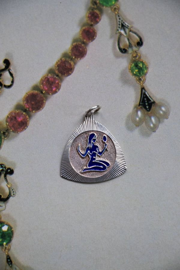 Charm - Vintage Silver Goddess Enamel Charm - Lettuce Goods