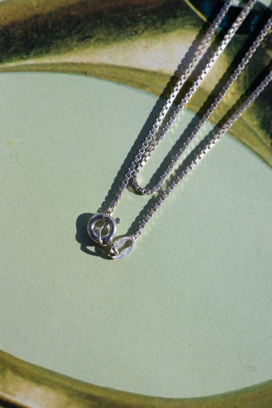 Necklace - Vintage Sterling Box Chain 2mm 16” - Lettuce Goods