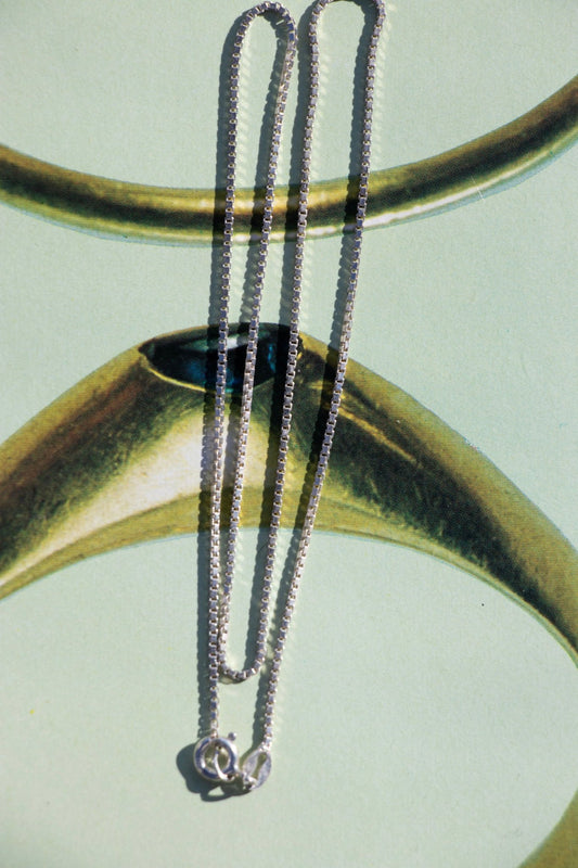 Necklace - Vintage Sterling Box Chain 2mm 16” - Lettuce Goods