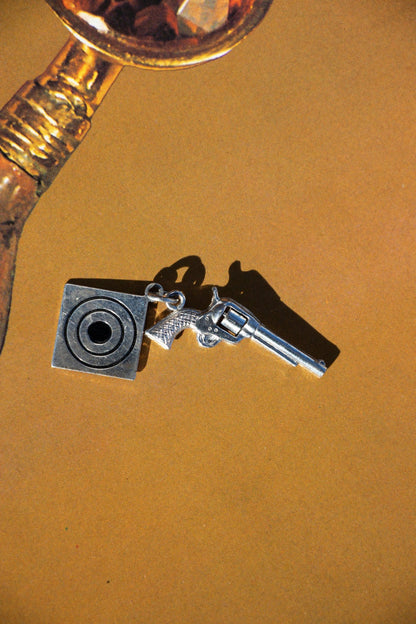 Charm - Vintage Sterling Revolver & Target Charm - Lettuce Goods