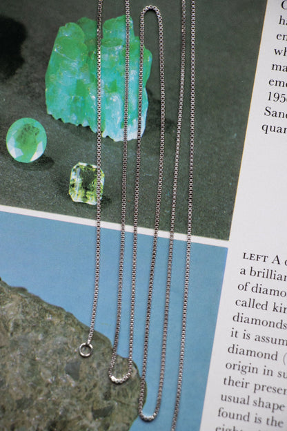 Necklace - Vintage Sterling Silver Box Chain 30.5" - Lettuce Goods