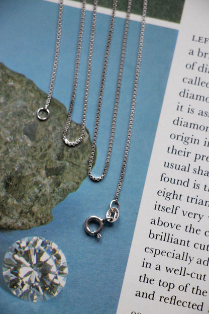 Necklace - Vintage Sterling Silver Box Chain 30.5" - Lettuce Goods