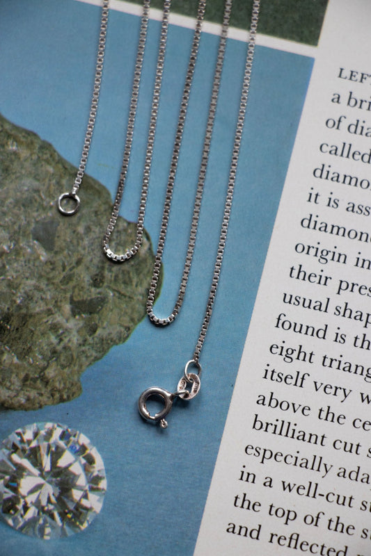 Necklace - Vintage Sterling Silver Box Chain 30.5" - Lettuce Goods