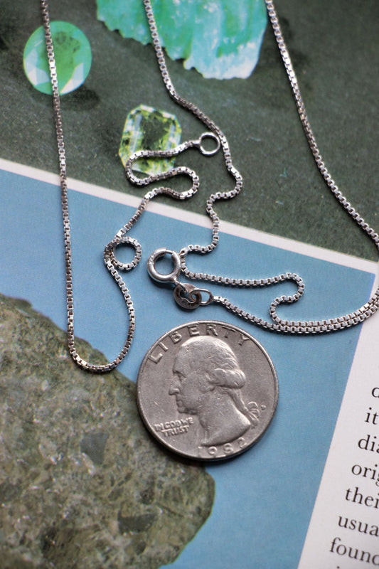 Necklace - Vintage Sterling Silver Box Chain 30.5" - Lettuce Goods