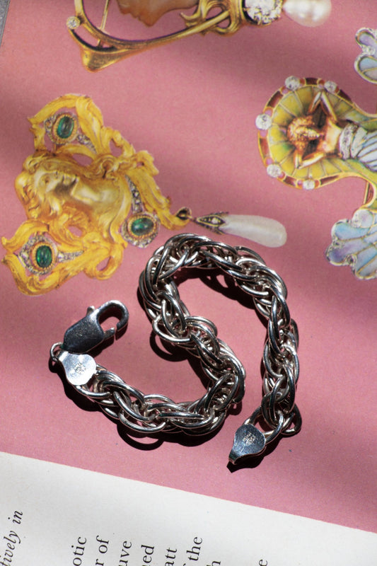 Bracelet - Vintage Sterling Silver Chunky Rope Bracelet - Lettuce Goods