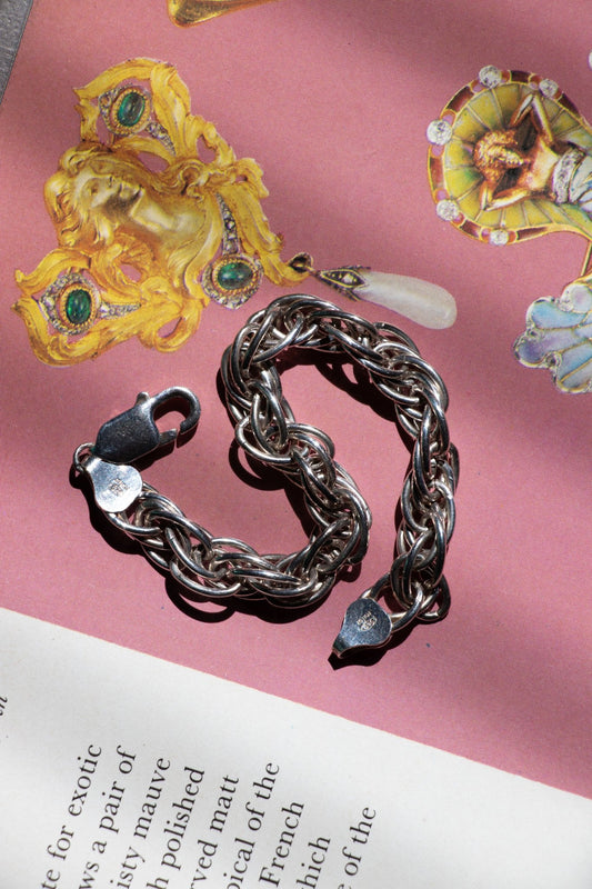 Bracelet - Vintage Sterling Silver Chunky Rope Bracelet - Lettuce Goods