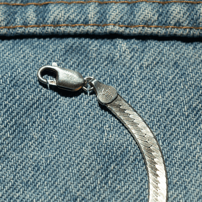 Bracelet - Vintage Sterling Silver Herringbone Bracelet - LETTUCE STUDIOS