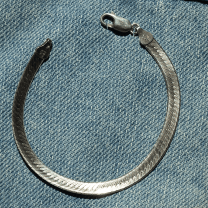 Bracelet - Vintage Sterling Silver Herringbone Bracelet - LETTUCE STUDIOS