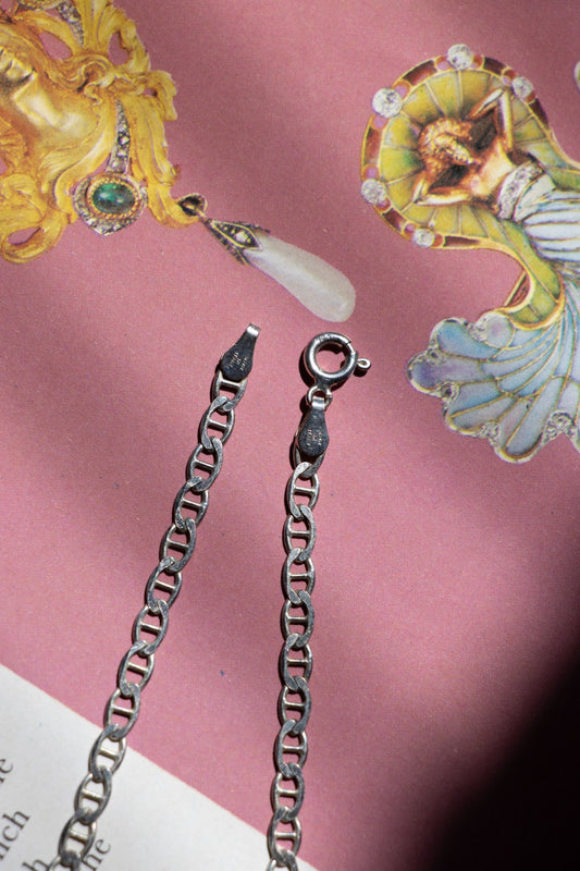 Necklace - Vintage Sterling Silver Mariner Chain - Lettuce Goods