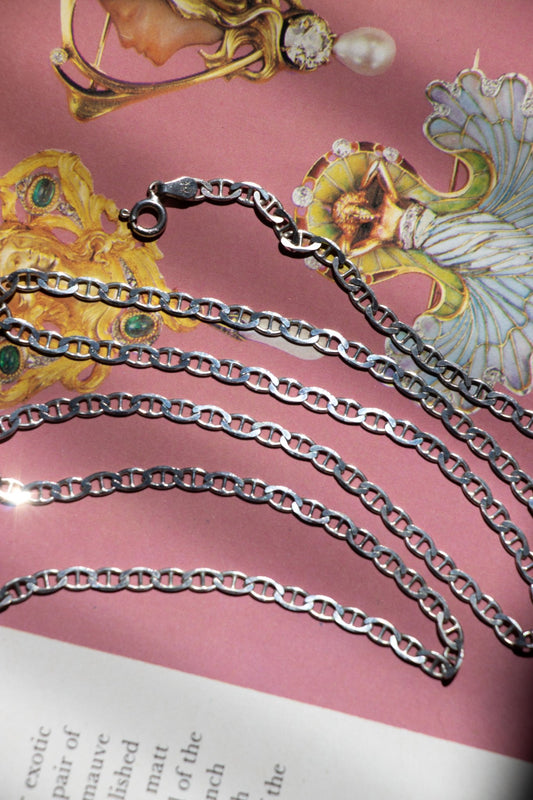 Necklace - Vintage Sterling Silver Mariner Chain - Lettuce Goods