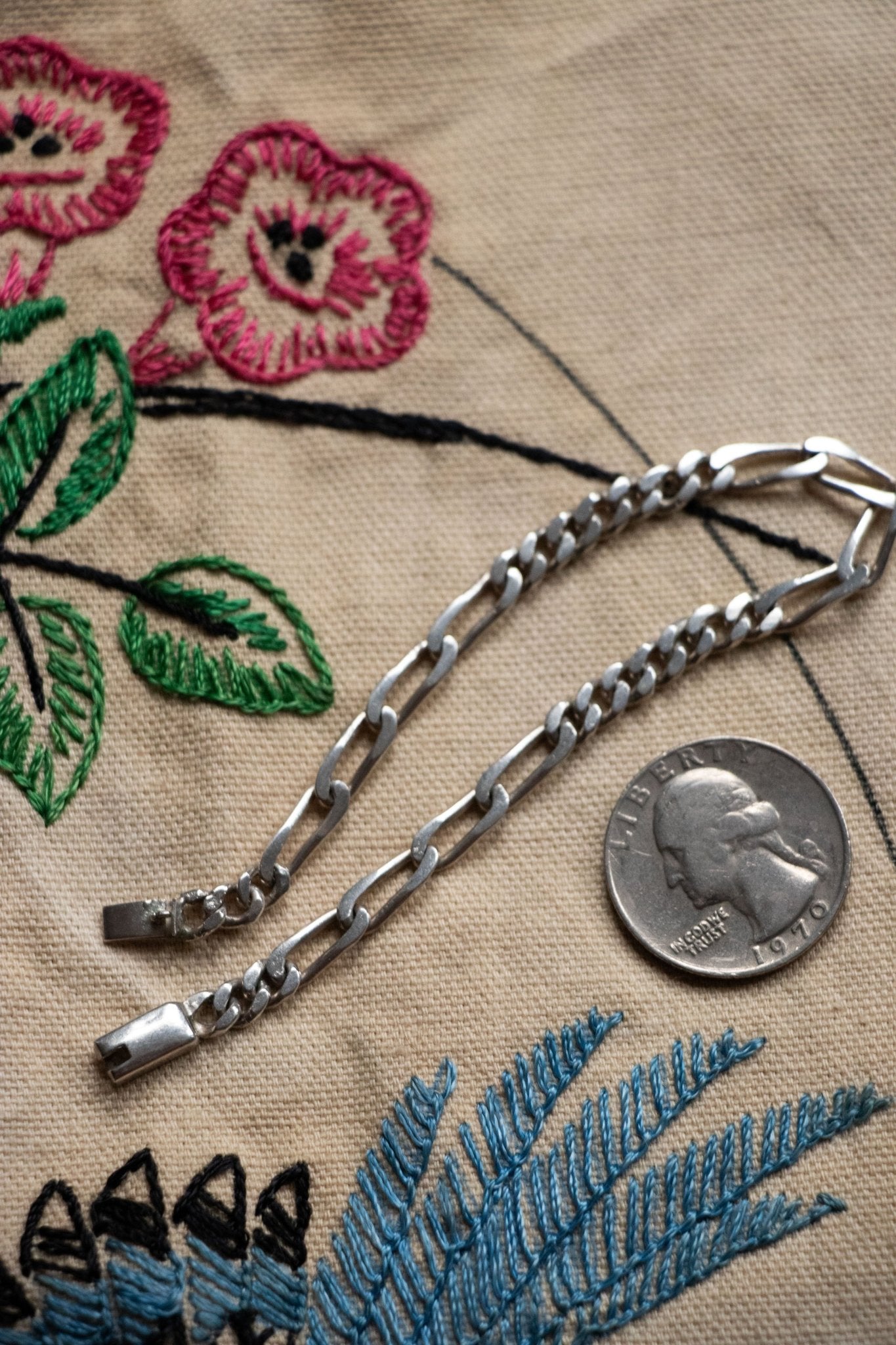 Bracelet - Vintage Sterling Silver Mixed Link Bracelet 8” - Lettuce Goods