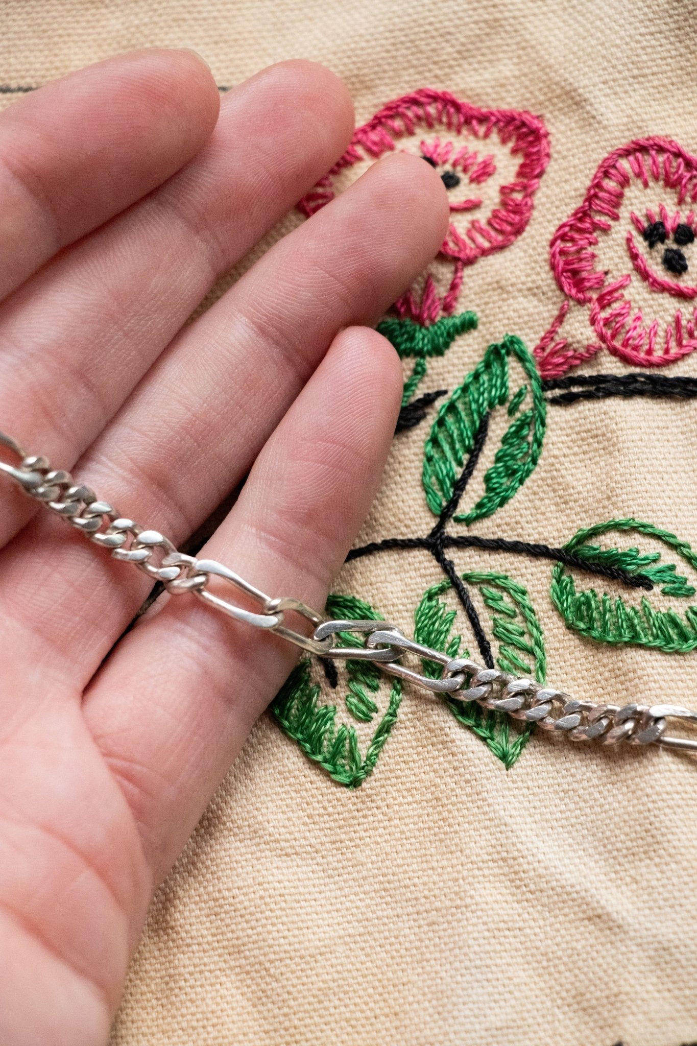 Bracelet - Vintage Sterling Silver Mixed Link Bracelet 8” - Lettuce Goods