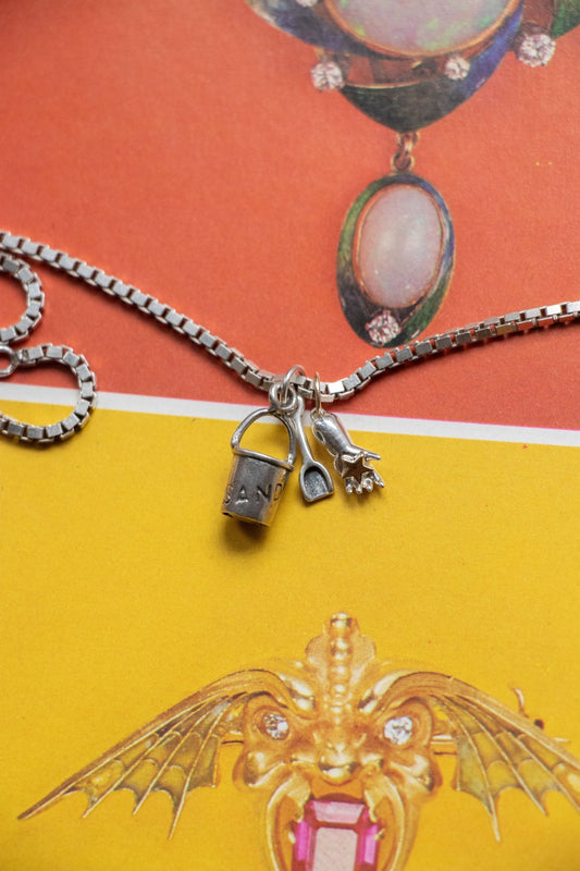 Charm - Vintage Sterling Silver Pail & Shovel Charm - Lettuce Goods