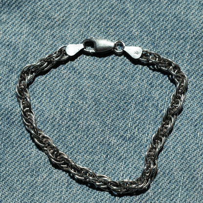 Bracelet - Vintage Sterling Silver Thick Rope Chain Bracelet - LETTUCE STUDIOS